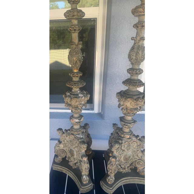This listing is for a pair of 18th century candlesticks. As you can see from photos these are very nicely carved and have...