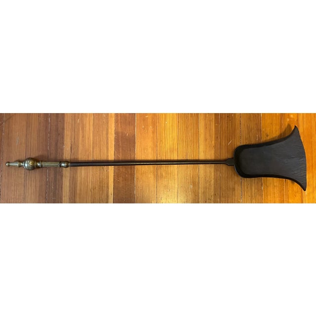 Antique Early 19th Century American Federal Brass & Iron Fireplace Shovel 1800 - 1820 For Sale - Image 11 of 12
