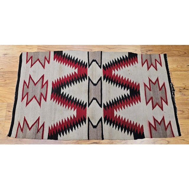 1900 - 1909 Vintage Native American Navajo Rug, Handwoven Wool, Eye Dazzler Pattern, 2x3 For Sale - Image 5 of 13