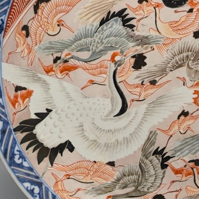 Japanese Large Japanese Late Edo Charger With Cranes For Sale - Image 3 of 6