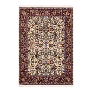 Turkish Antique Hereke Ivory Wool & Silk Rug - 4'0''x6'0'' For Sale