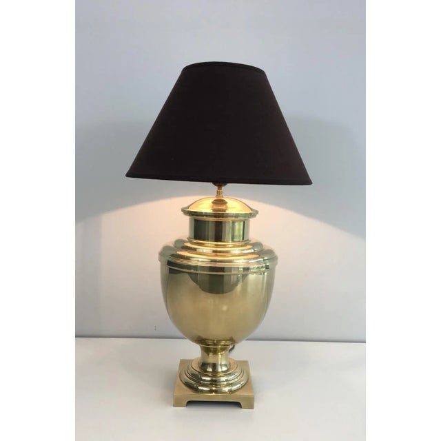 Brass Baluster table lamp, French, circa 1970. Delivery can be less expensive if sent with no shade.