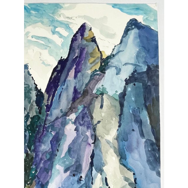 Rustic “View of Taft Point From the Valley Floor” ~ Yosemite Landscape Watercolor by Mary Alice Copp 2023 For Sale - Image 3 of 5