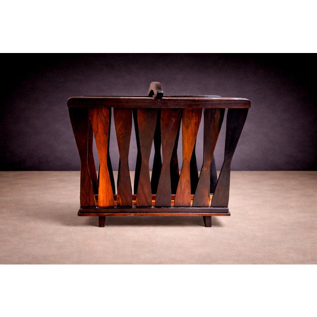 Brazilian Modern Magazine Rack in Rosewood, Unknown, 1960s For Sale - Image 4 of 11