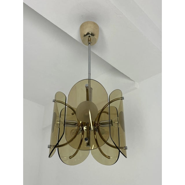 1970s Amber Murano Glass 5-Light Chandelier, 1970s For Sale - Image 5 of 10