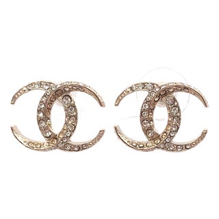 Chanel Gold CC Dubai Moonlight Crystal Piercing Earrings, A Pair For Sale