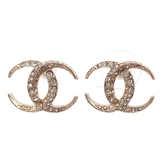 Chanel Gold CC Dubai Moonlight Crystal Piercing Earrings, A Pair For Sale