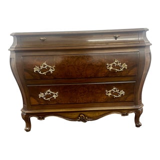1960s Karges Furniture Louis XVI Burl Walnut 3 Drawer Commode For Sale