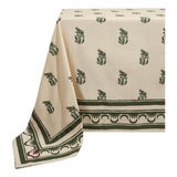 Johanna Ortiz Forest Green/Ecru Fungi Gems Of The Tropics Square Tablecloth For Sale