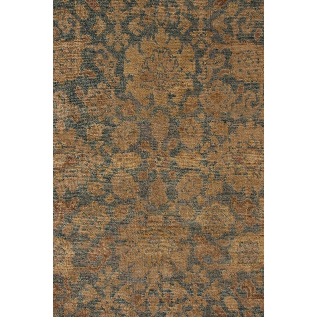 Textile Antique Sultanabad Persian Rug in Beige-Brown and Blue Floral Pattern For Sale - Image 7 of 9