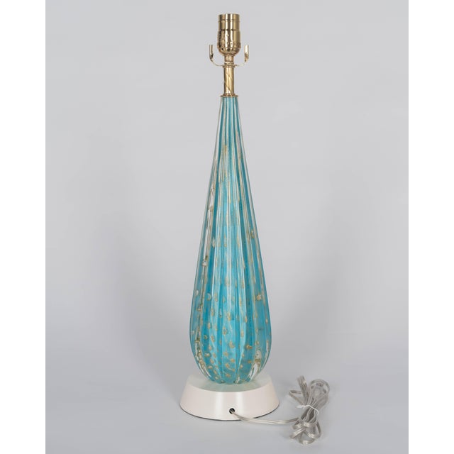 Mid-Century Modern Murano Glass Mid Century Blue Barbini Lamp For Sale - Image 3 of 11