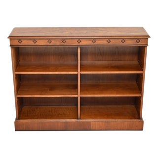 Burr Walnut Open Bookcase, 1950 For Sale