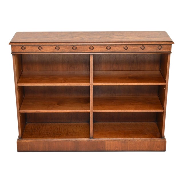 Burr Walnut Open Bookcase, 1950 For Sale
