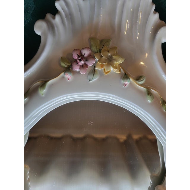 Majolica Ceramic Mirror by Carlo Corvi for La Farnesiana Parma, Italy, 1950 For Sale - Image 4 of 18