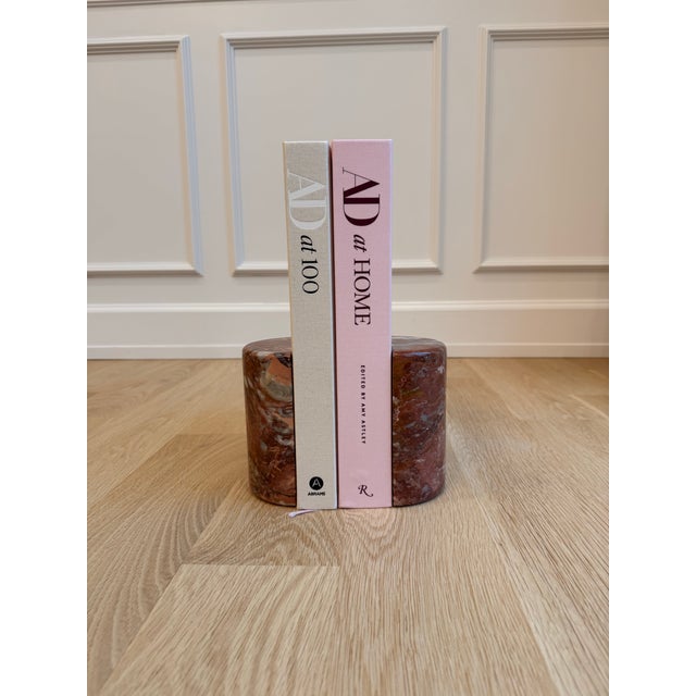Stone Vintage Italian Modern Brecciated Rosso Marble Bookends – Pair For Sale - Image 7 of 7