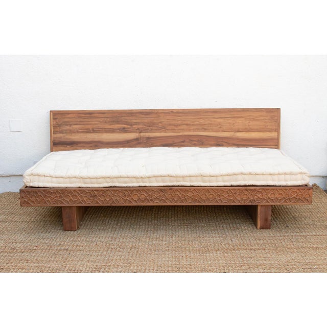 Reclaimed Wood Modern Moroccan Carved Low Sofa For Sale - Image 11 of 14