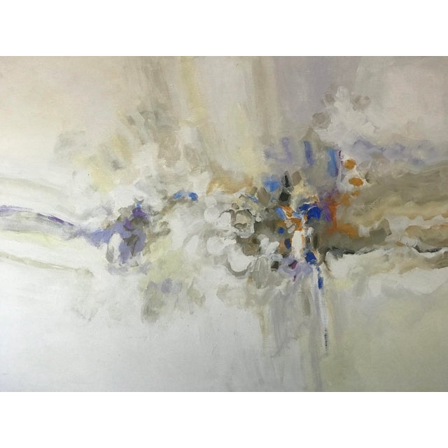 A large abstract on canvas by California painter John Thomson. Signed and titled on the reverse “What I Mean” 1972.