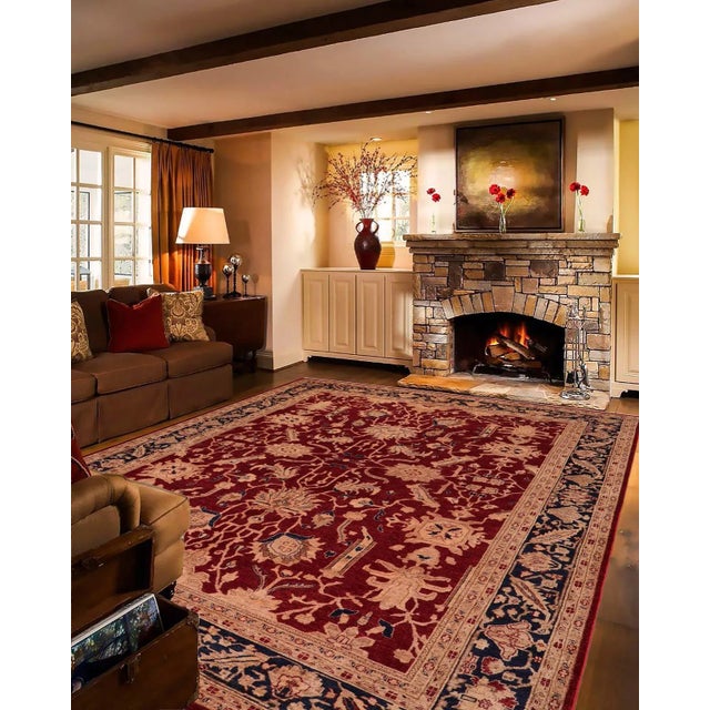 "Enhance the ambiance of your home with this magnificent Persian-influenced Turkish hand-knotted rug made by skilled...