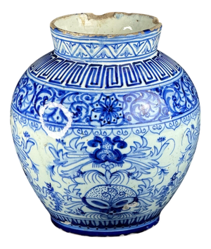 Spain Blue and White Faience Jar from Manises, 1800s