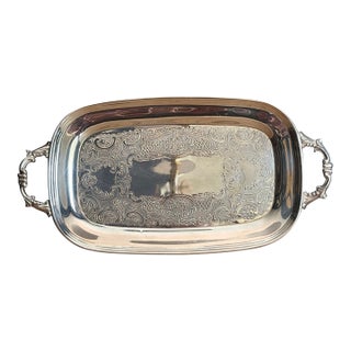 Vintage Coronet Silverplate Serving Tray With Handles For Sale