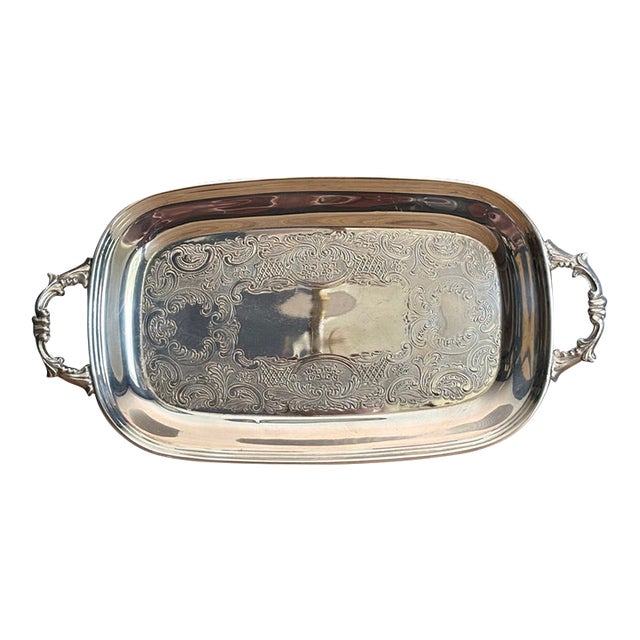 Vintage Coronet Silverplate Serving Tray With Handles For Sale