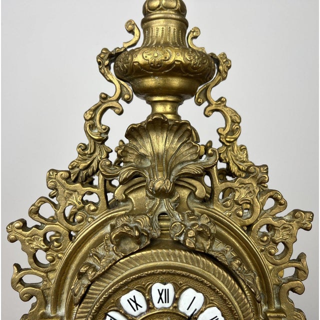 Vintage Brass Mantel Clock For Sale - Image 9 of 18