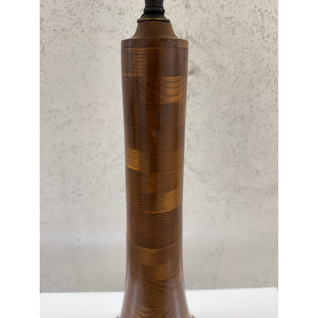 Mid-Century Modern Stacked Natural Turned Wood Lamp For Sale - Image 3 of 9