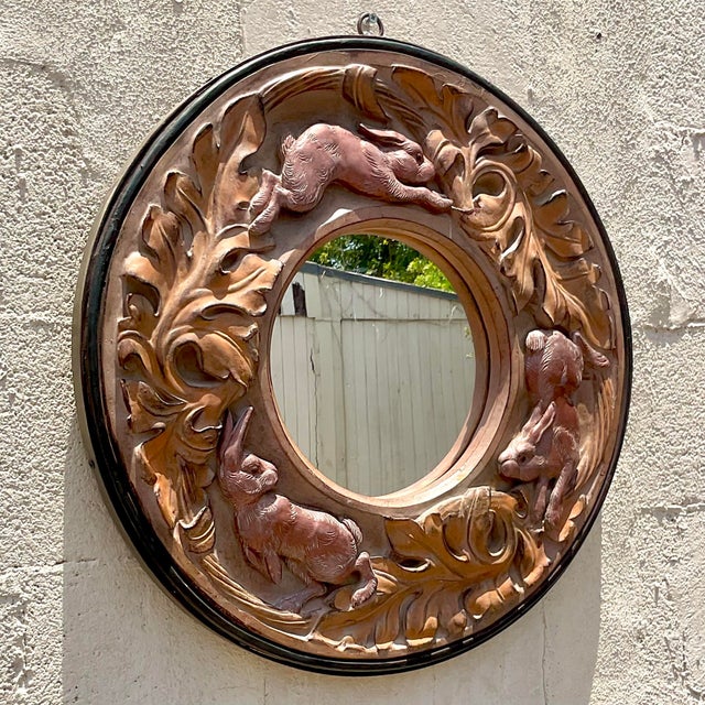 Vintage Boho Molded Resin Rabbit Mirror | Chairish