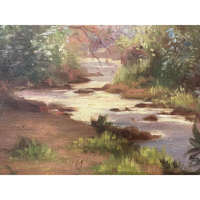 L. Le Royan, Landscape with a Stream, 1950s, Oil on Canvas, Framed For Sale - Image 9 of 13
