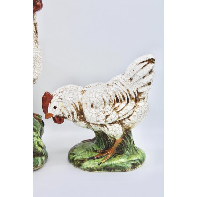 Vintage Country French Farmhouse Ceramic Chickens - Rooster and Hen For Sale - Image 4 of 12