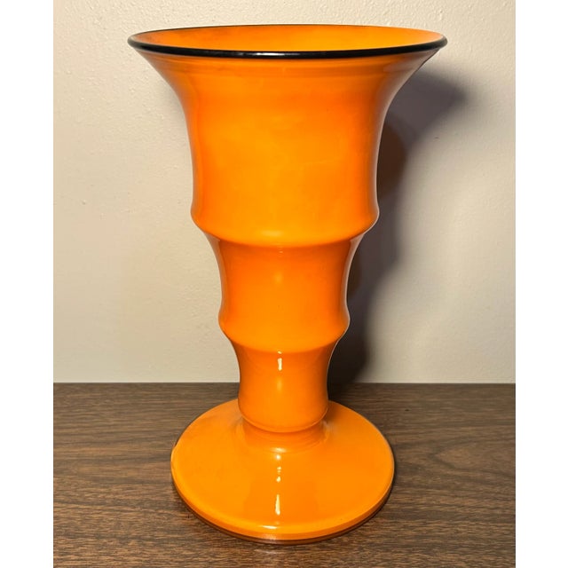 Art Deco 1930’s Czechoslovakia Art Deco Tango Glass Footed Trumpet Vase For Sale - Image 3 of 7