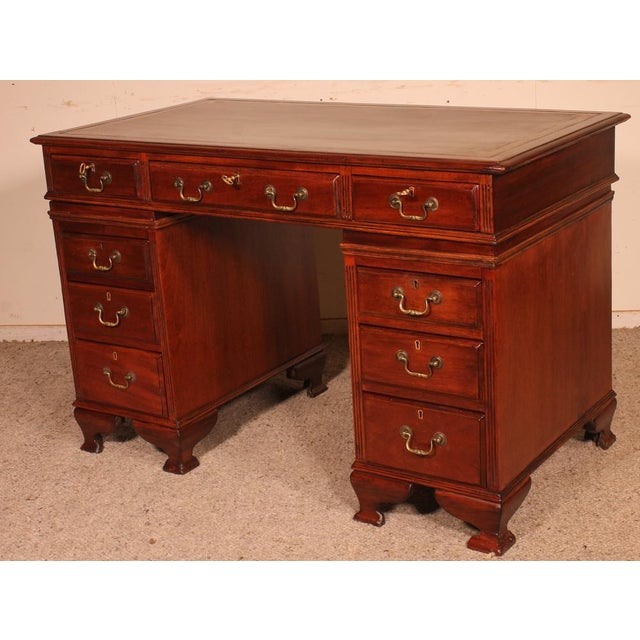 Small Mahogany Pedestal Desk, 19th Century For Sale - Image 4 of 11