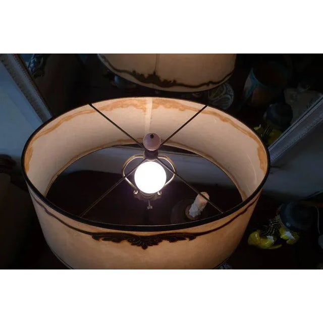 Brown 1920s French Louis XVI Style One Light Table Lamp and Wax Shade For Sale - Image 8 of 10