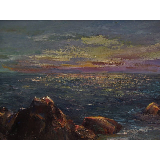 Impressionist Irina Belotelkin Roublon, Seascape at Dawn, Circa 1965 For Sale - Image 3 of 7