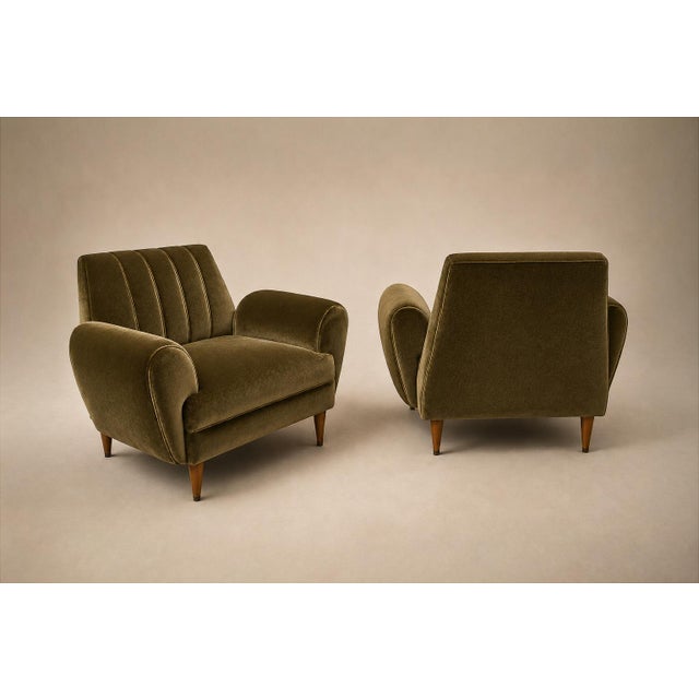 Pair of Brazilian Modern Armchairs in Pau Marfim and Olive Mohair, Brazil, 1960s For Sale - Image 13 of 18