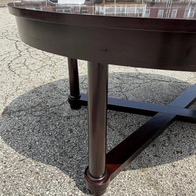 Baker Barbara Barry Art Deco Style Oval 2 Leaf Extension Mahogany Dining Table For Sale - Image 9 of 18