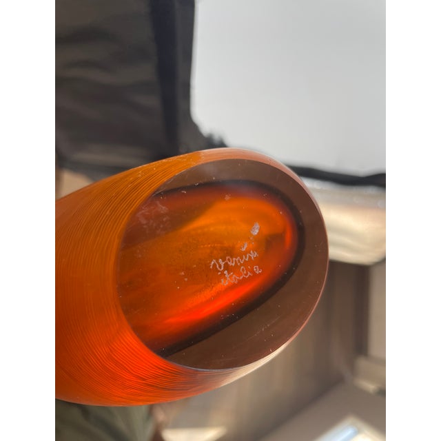 1970s Incisi Series Vase in Orange by Paolo Venini for Venini, 1970s For Sale - Image 5 of 7