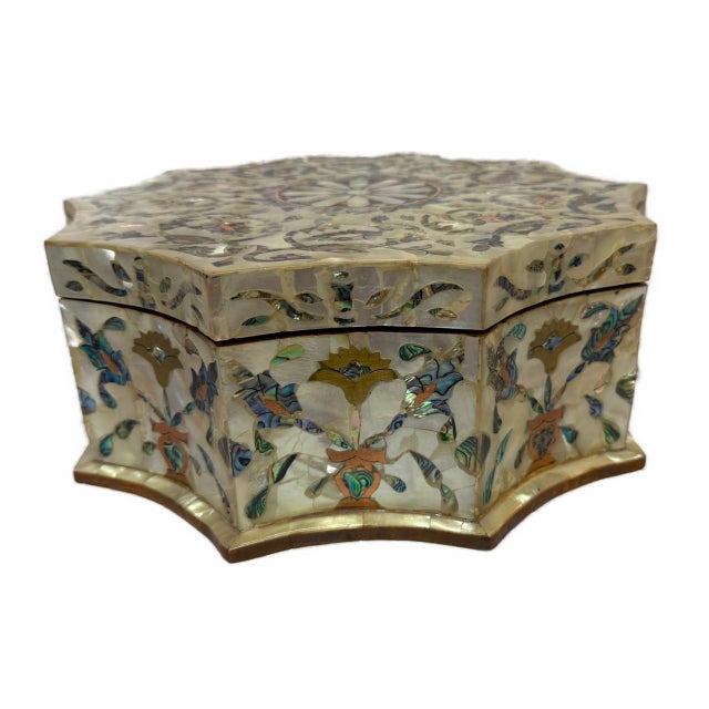 Handmade Wooden Jewelry Box With Mother of Pearl Inlay – Luxury Trinket Storage Box For Sale - Image 4 of 7