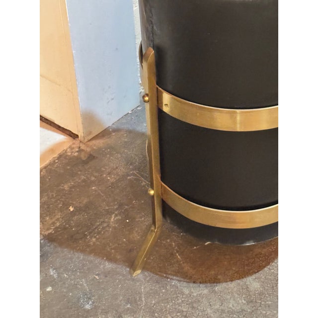 Italian MCM Style Steel and Brass Umbrella Stands For Sale - Image 4 of 6