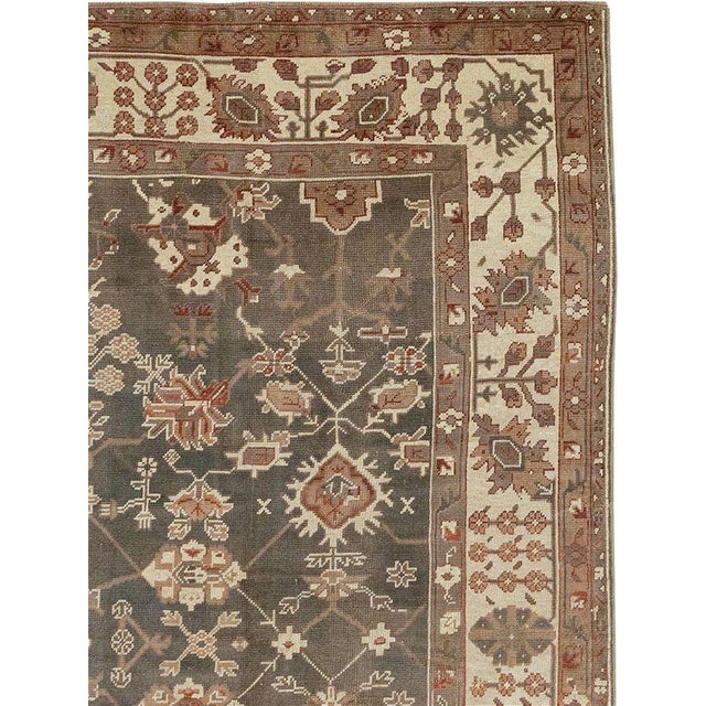 Rustic Galerie Shabab Collection Early 20th Century Turkish Oushak Room Size Carpet For Sale - Image 3 of 10