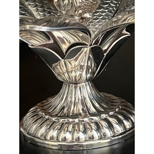 French Christofle Silver Plated ‘Caviar Flower’ Spoon Serving Set, C. 1960's For Sale - Image 9 of 13