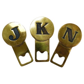 Letter J Initials Brass Bottle Opener #4919 attributed to Carl Auböck, Vienna, 1960s For Sale