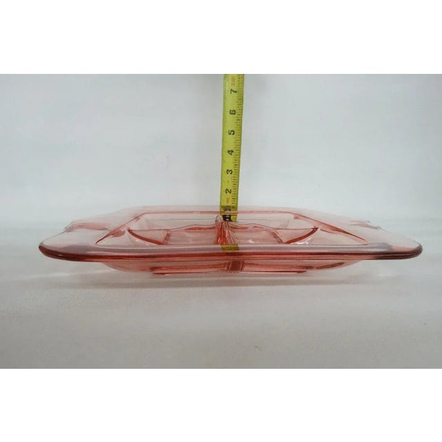 Mid 20th Century Pink Depression Glass Four Section Divided Serving Dish Tray For Sale - Image 5 of 11