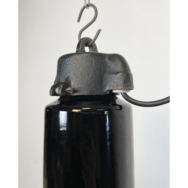 Vintage Industrial Bauhaus Black Enamel Pendant Lamps from Elektrosvit, 1960s, Set of 4 For Sale - Image 9 of 14