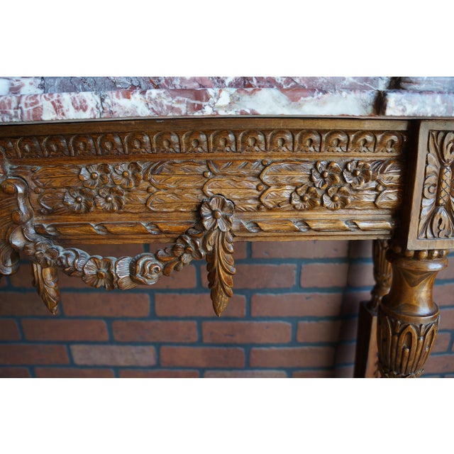 Antique French Louis XVI Marble Top Console Table For Sale - Image 4 of 9