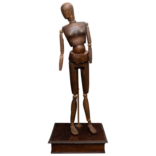 Early 20th Century Carved Wood Mannequin on Carved Wood Base For Sale In New York - Image 6 of 6