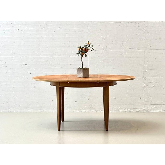 Round Extendable Cherrywood Table with Star Veneer, 1950s For Sale - Image 9 of 16
