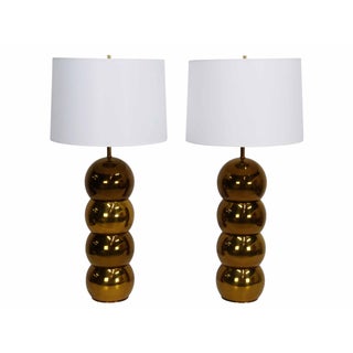 George Kovacs Brass Stacked Ball Lamps - A Pair For Sale