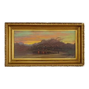 Mid 19th Century Evening Industrial Landscape Painting