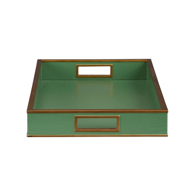 Contemporary Reddington Faux Croc Tray - Green Croco For Sale - Image 3 of 4